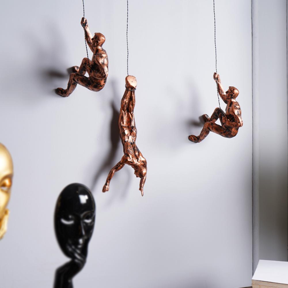 Felskletter Männer Skulptur Wanddekoration (Set von 3)