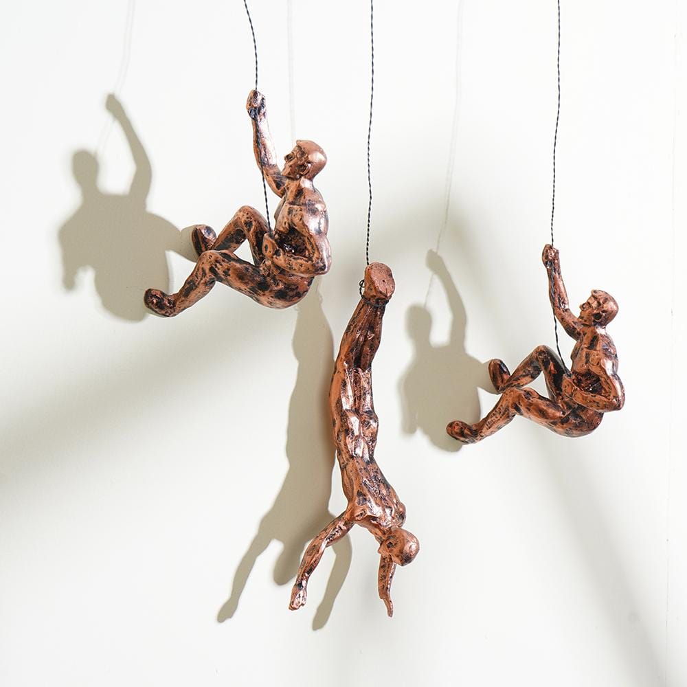 Felskletter Männer Skulptur Wanddekoration (Set von 3)
