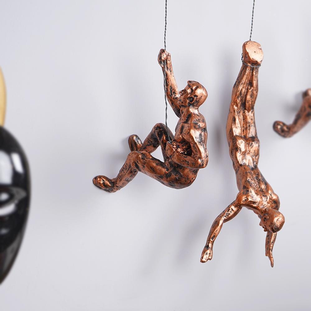 Felskletter Männer Skulptur Wanddekoration (Set von 3)
