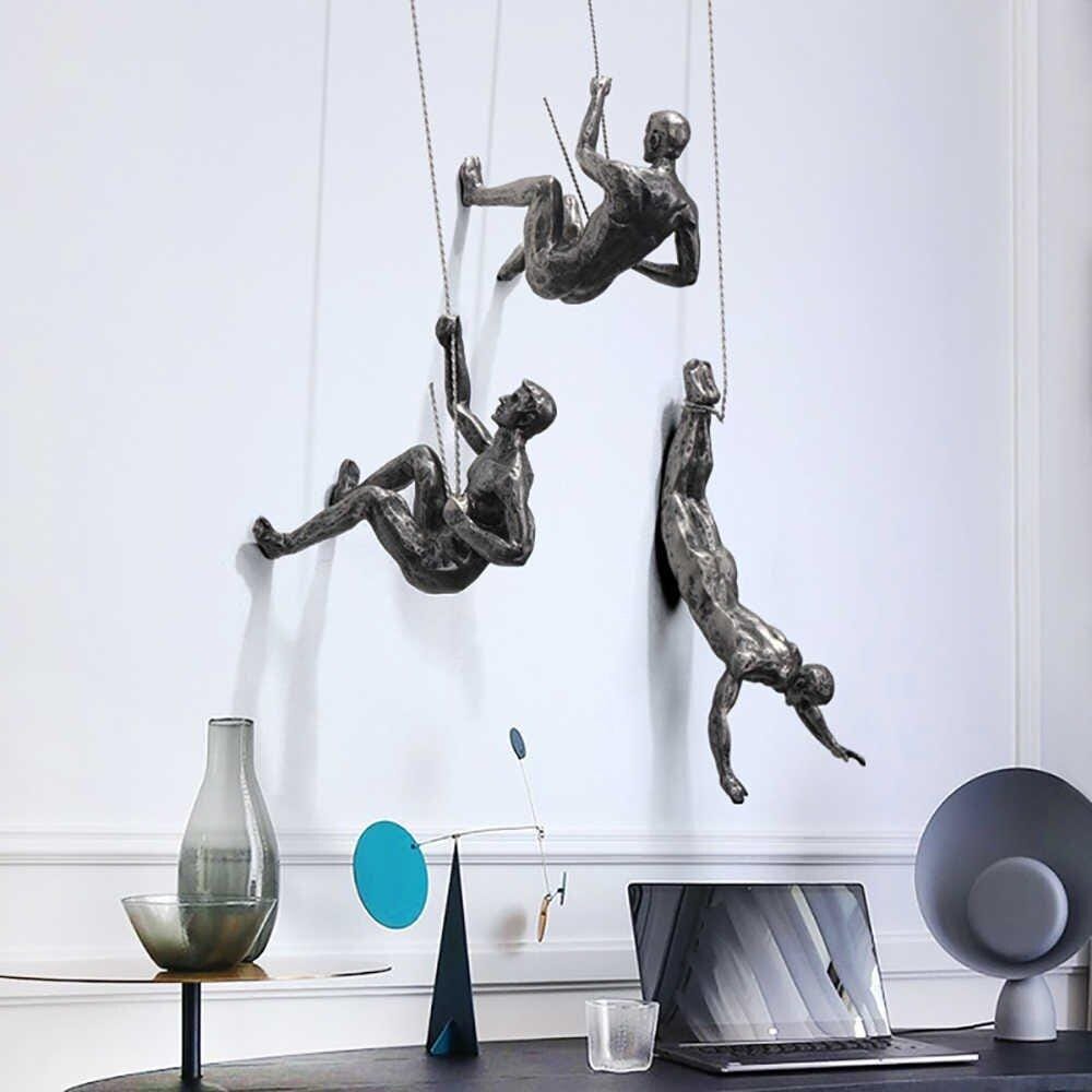 Felskletter Männer Skulptur Wanddekoration (Set von 3)