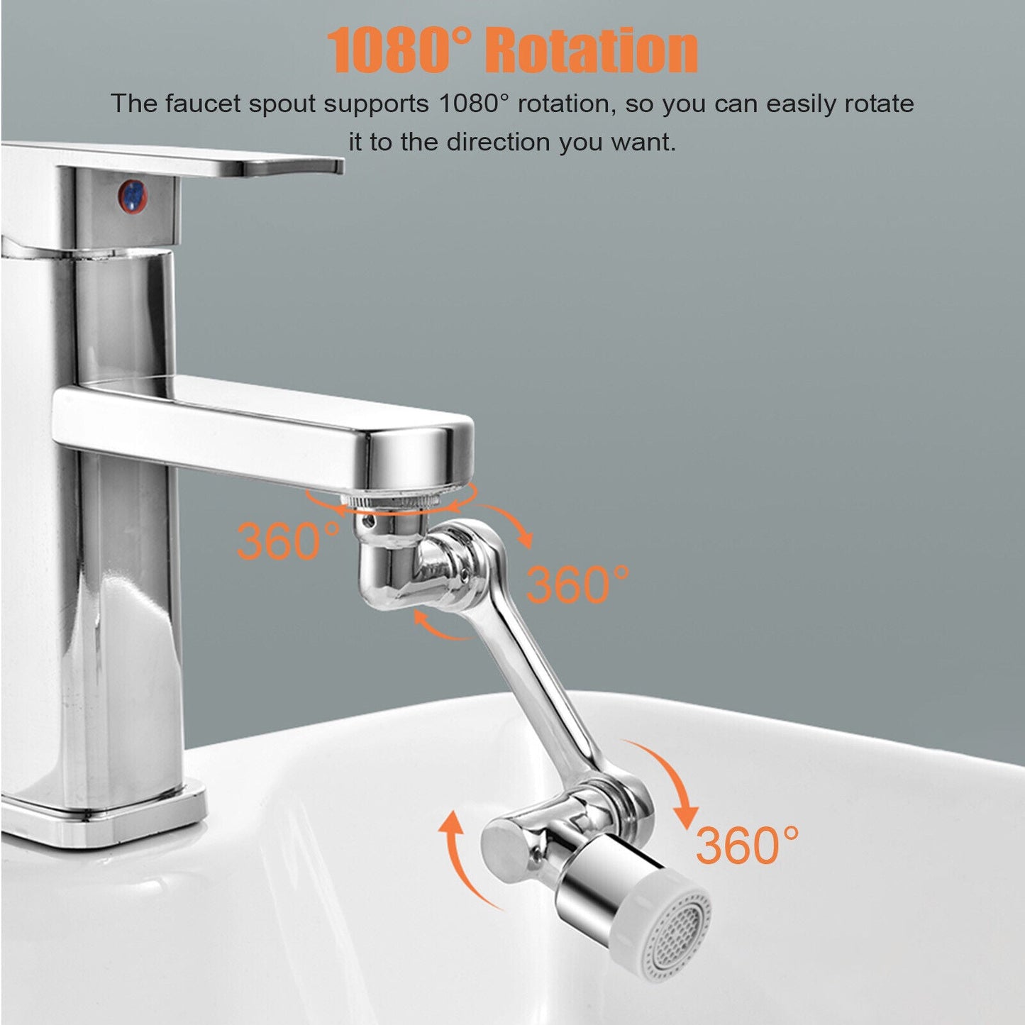 1080° Rotation Wasserhahn Luftsprudler Spritzfilter Wasser verlängernde Düse Bubbler