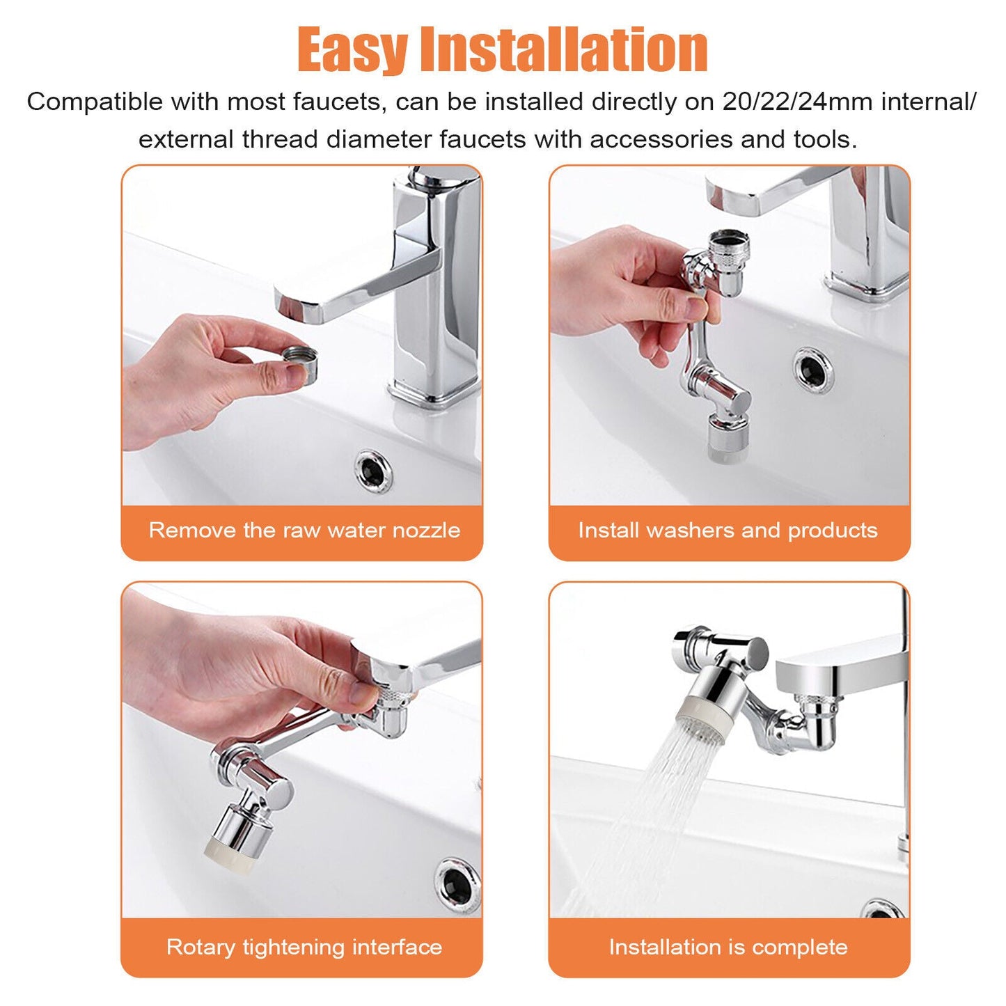 1080° Rotation Wasserhahn Luftsprudler Spritzfilter Wasser verlängernde Düse Bubbler