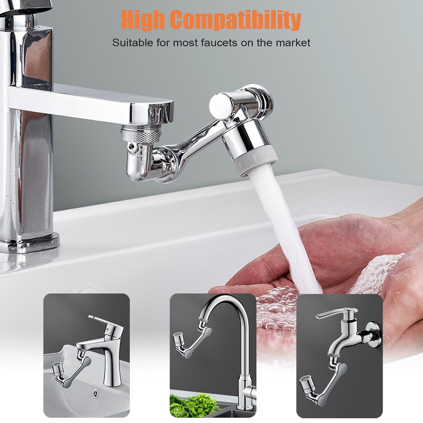 1080° Rotation Wasserhahn Luftsprudler Spritzfilter Wasser verlängernde Düse Bubbler