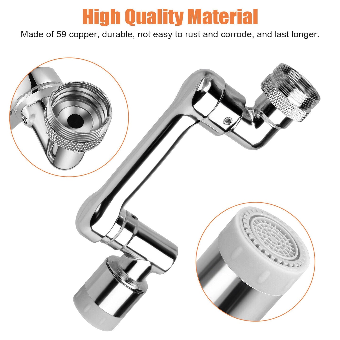 1080° Rotation Wasserhahn Luftsprudler Spritzfilter Wasser verlängernde Düse Bubbler