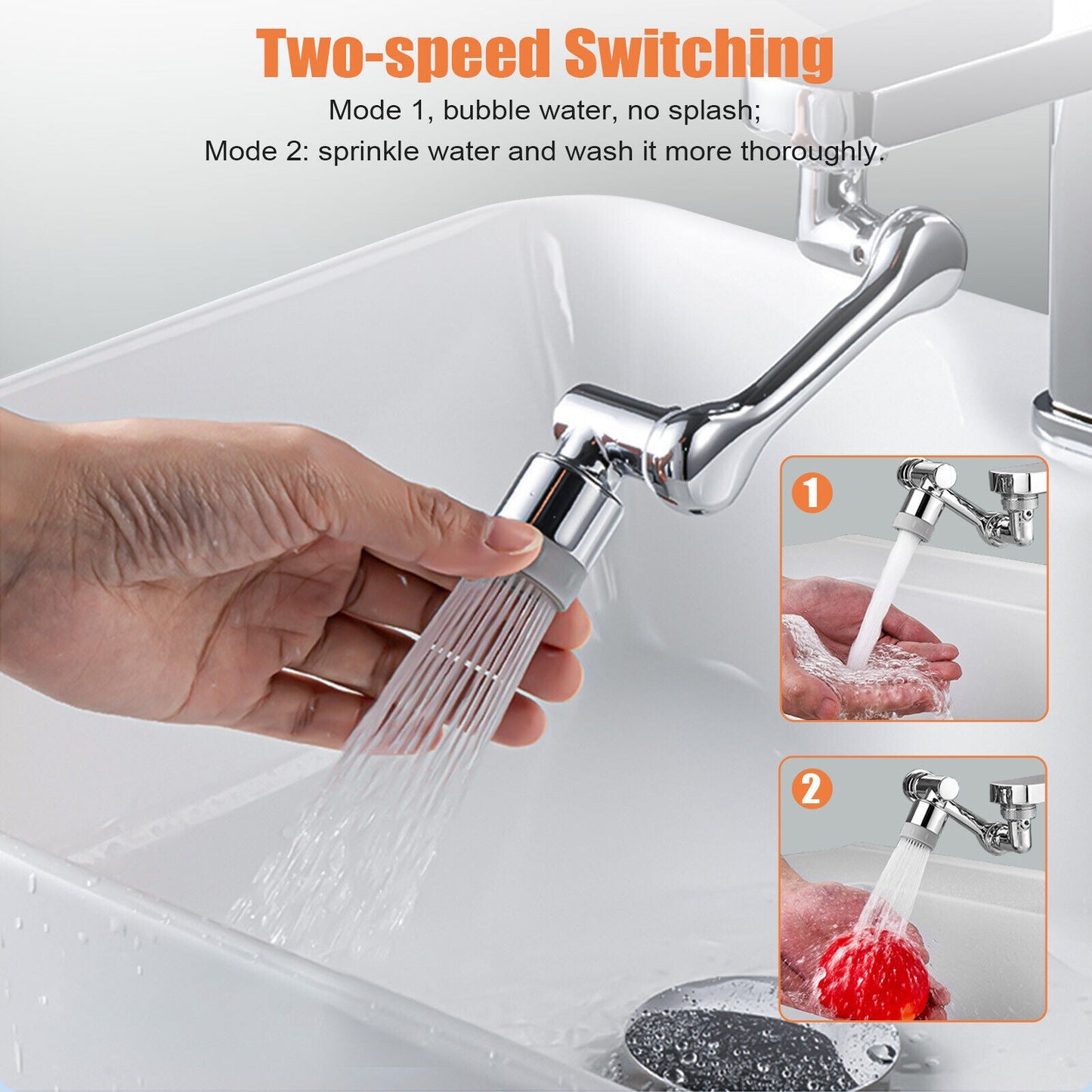 1080° Rotation Wasserhahn Luftsprudler Spritzfilter Wasser verlängernde Düse Bubbler