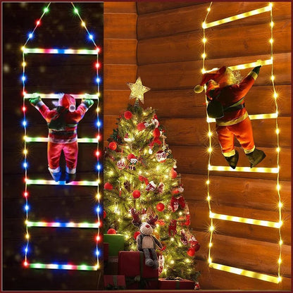 Sandsberg | Weihnachtsmann Kletterleiter mit LED-Lichterkette – Festliche Weihnachtsdekoration für Zuhause, Fenster & Baum