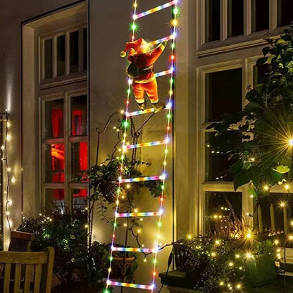 Sandsberg | Weihnachtsmann Kletterleiter mit LED-Lichterkette – Festliche Weihnachtsdekoration für Zuhause, Fenster & Baum
