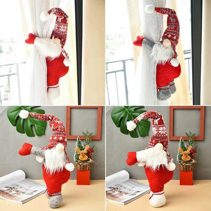 Sandsberg | Santa & Elk Weihnachtsvorhang Schnalle – Festliche Feiertagsdekoration für ein fröhliches Zuhause