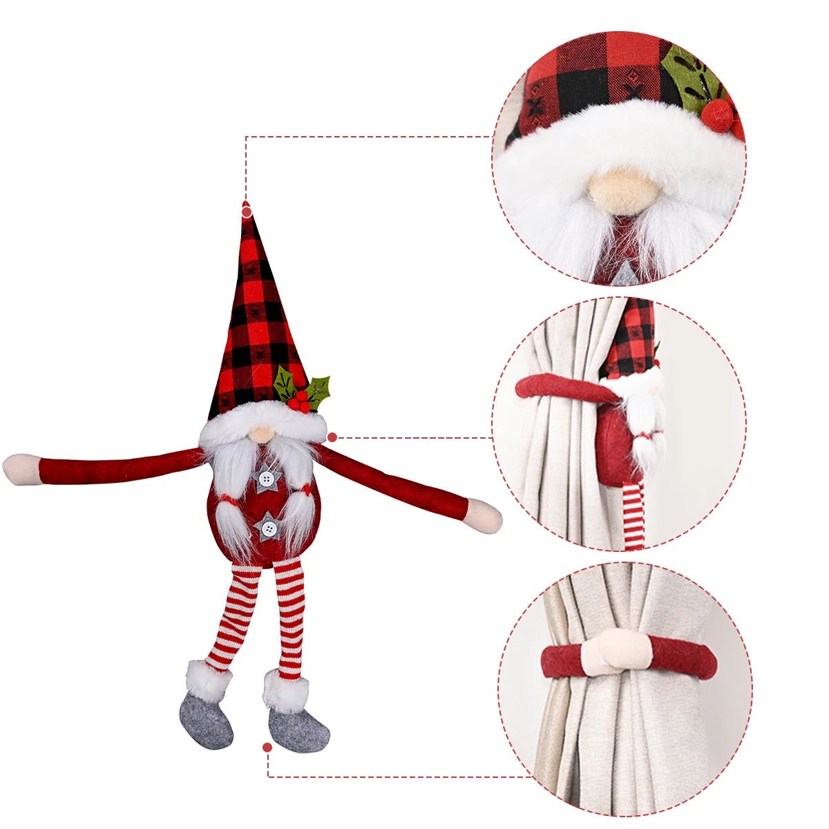 Sandsberg | Santa & Elk Weihnachtsvorhang Schnalle – Festliche Feiertagsdekoration für ein fröhliches Zuhause