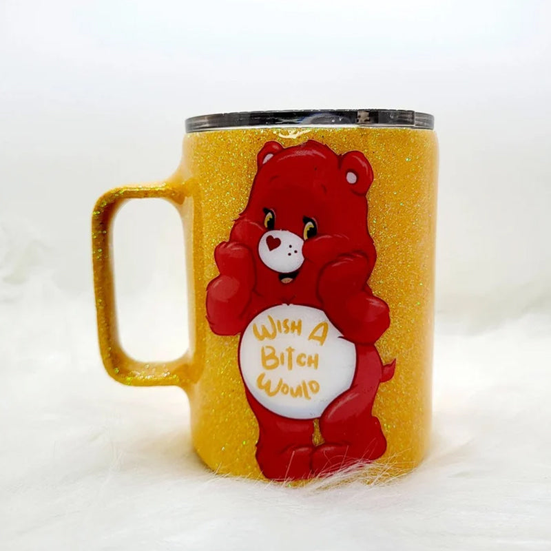 Bär Glitzer Edelstahlbecher