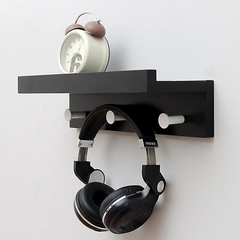 Sandsberg | Smash Wandregal mit Haken – Multifunktionales Holzregal für jeden Raum