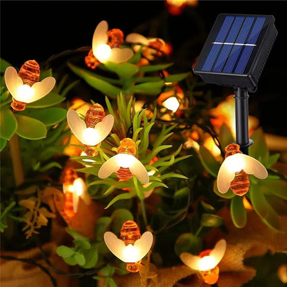 Sandsberg | Solar Honey Bee Lichterkette - Waterproof Lights für Garten, Weihnachten, Hochzeit, Party Außenbeleuchtung