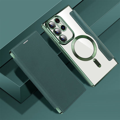 📱2024 Neue Leder strukturierte Flip Handytasche für Samsung