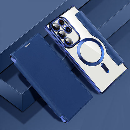 Neue lederstrukturierte Flip-Handyhülle für Samsung