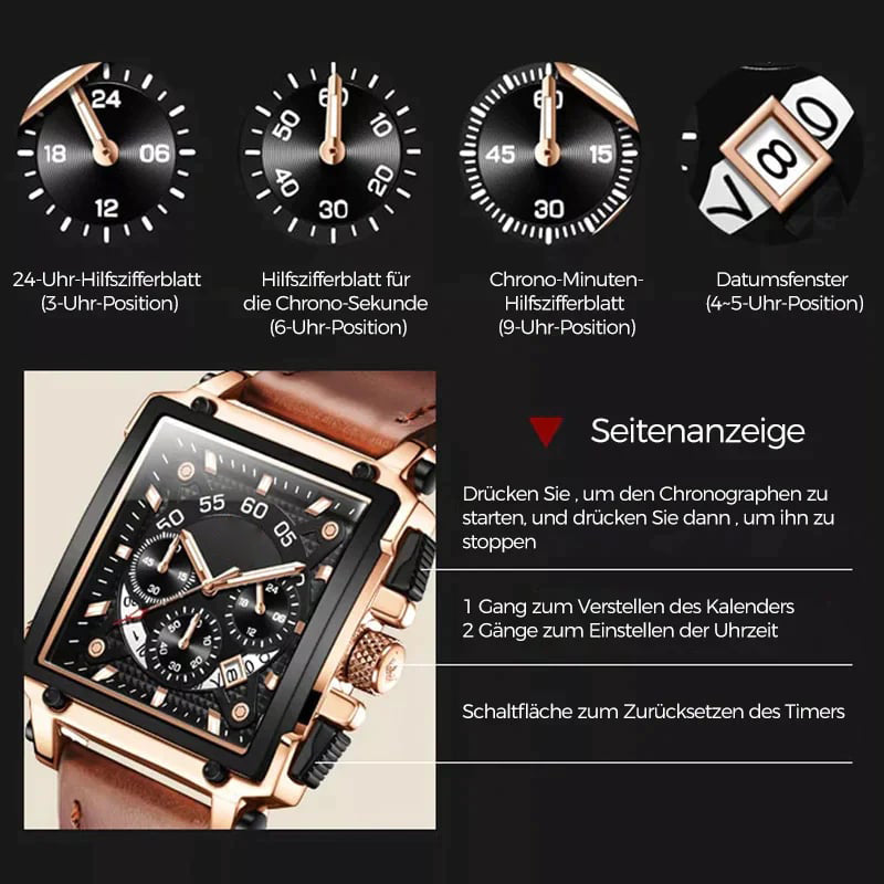 Leuchtende quadratische automatische mechanische Luxusuhr