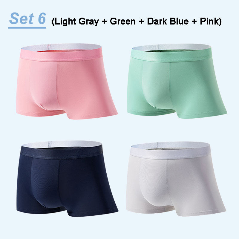 4 Stück Herren Eis-Satin Antibakterielle Atmungsaktive Boxershorts