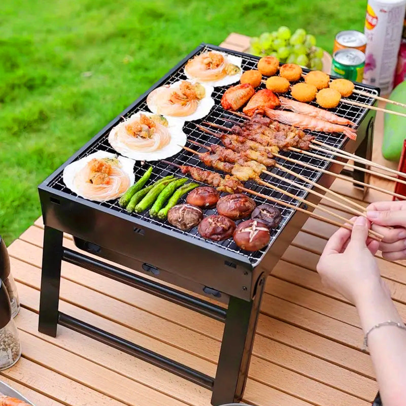 Zusammenklappbarer, tragbarer Grill mit Schublade und Ständer