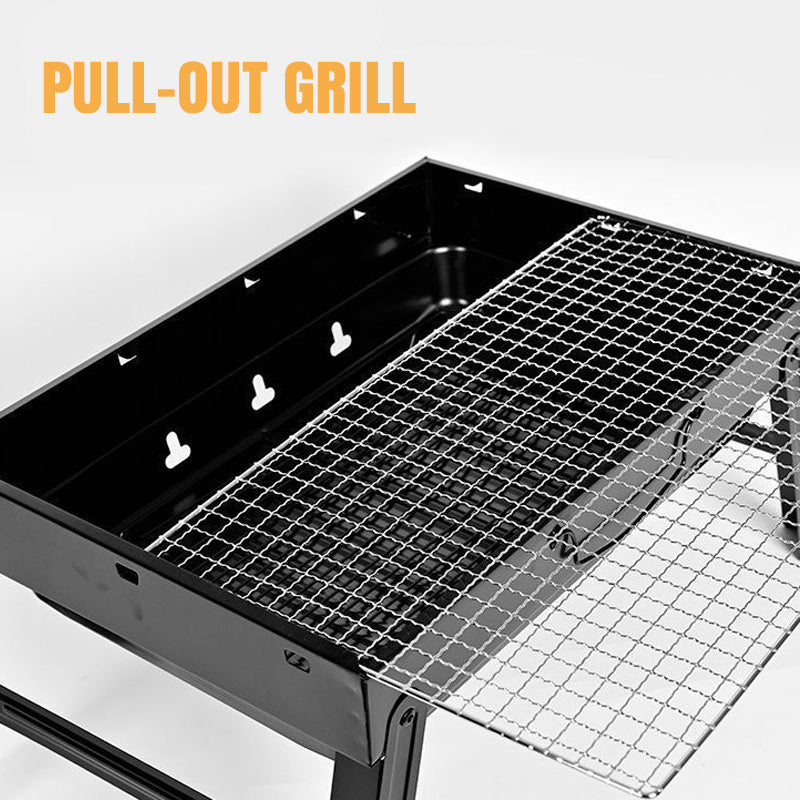 Zusammenklappbarer, tragbarer Grill mit Schublade und Ständer