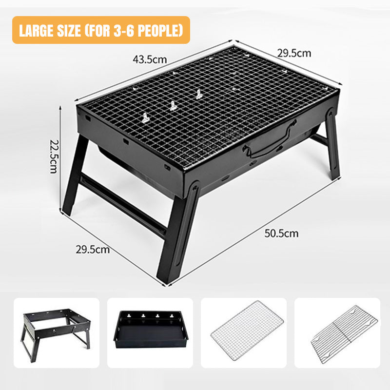 Zusammenklappbarer, tragbarer Grill mit Schublade und Ständer