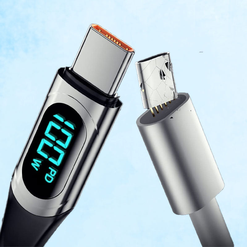 PD 100W Schnellladekabel und Datenkabel mit digitaler Anzeige