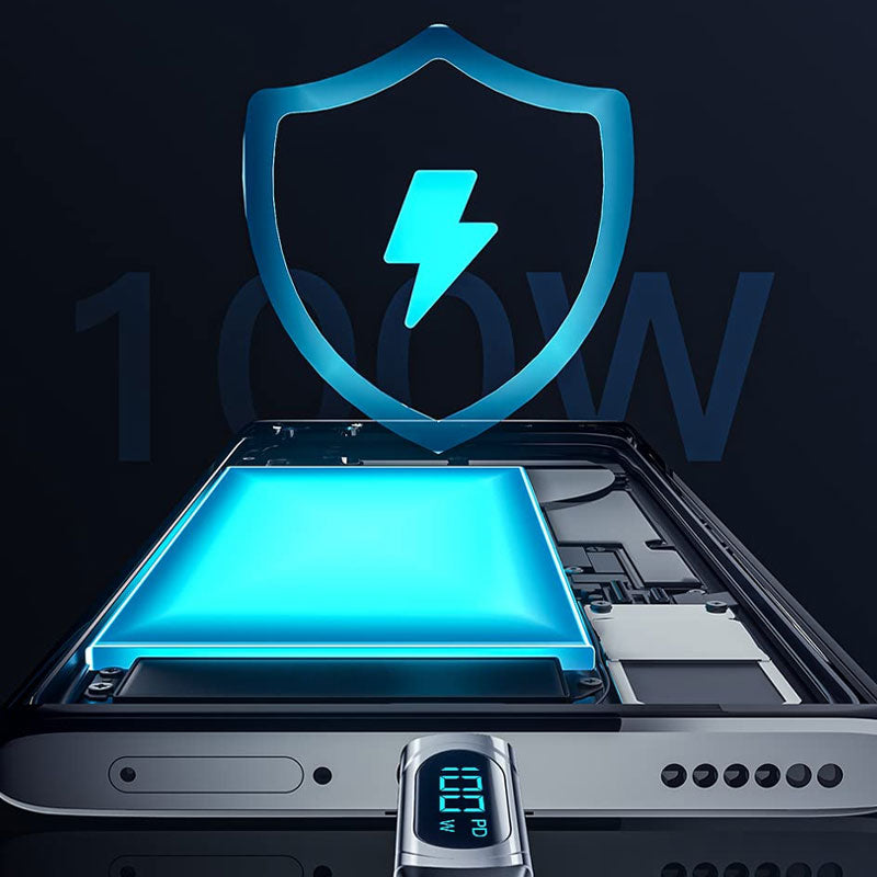 PD 100W Schnellladekabel und Datenkabel mit digitaler Anzeige
