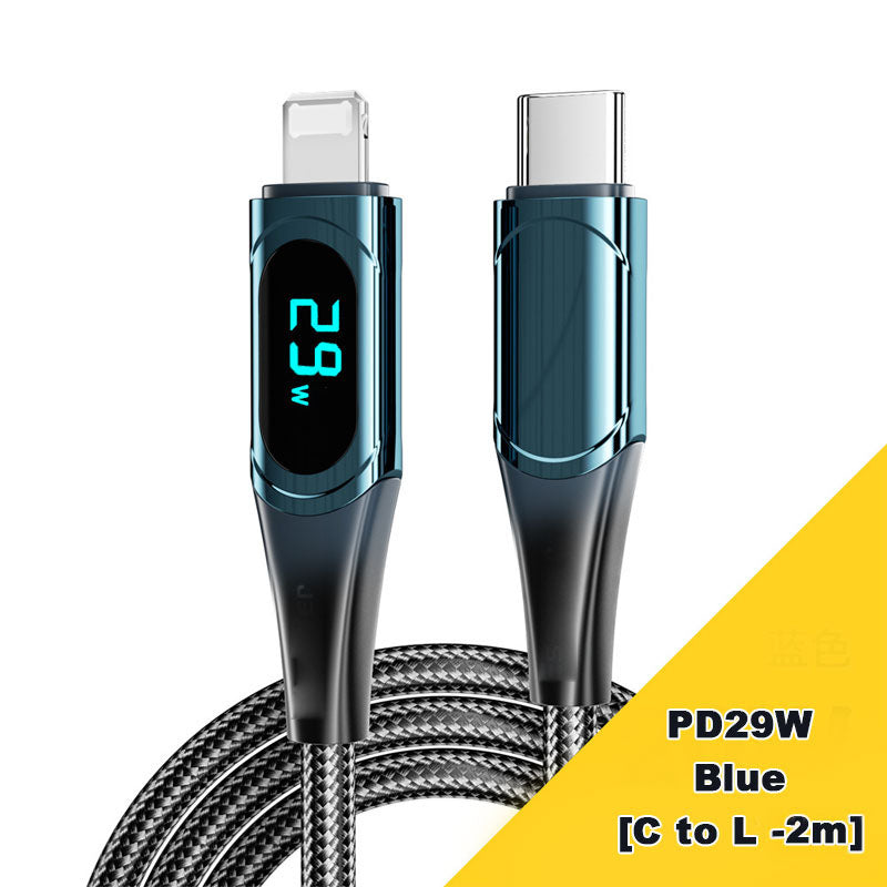 PD 100W Schnellladekabel und Datenkabel mit digitaler Anzeige