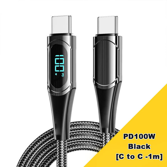 PD 100W Schnellladekabel und Datenkabel mit digitaler Anzeige
