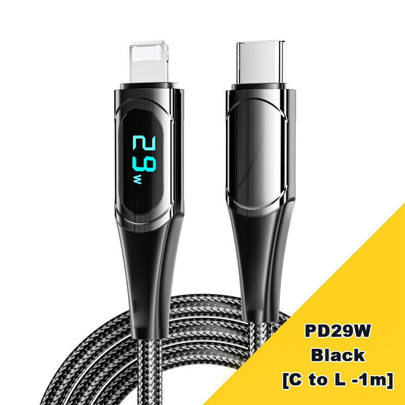 PD 100W Schnellladekabel und Datenkabel mit digitaler Anzeige