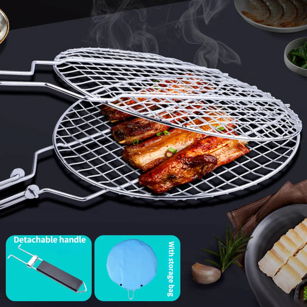 Sandsberg | Edelstahl Faltgrillnetzclip Quadratisches Grillnetz Abnehmbares Grill
