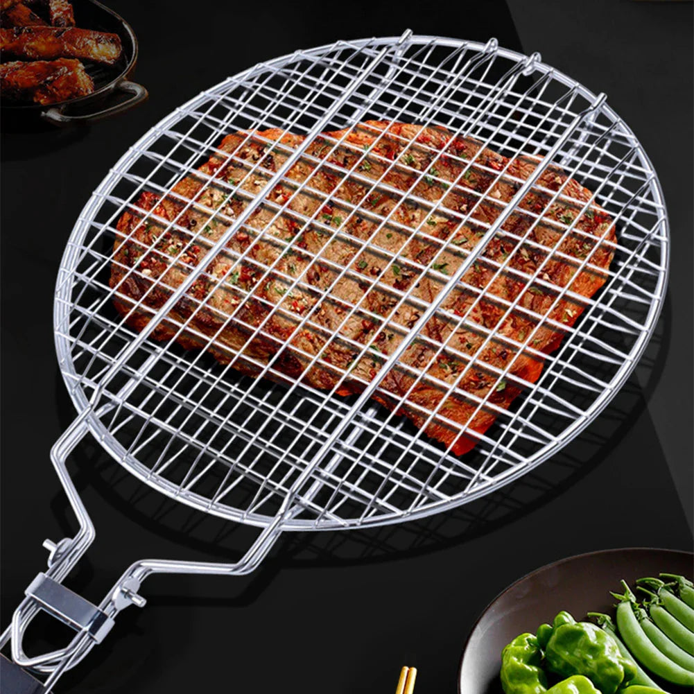 Sandsberg | Edelstahl Faltgrillnetzclip Quadratisches Grillnetz Abnehmbares Grill