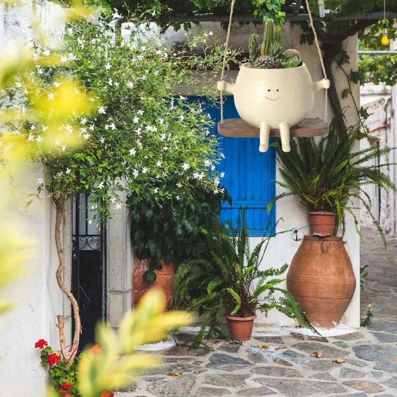 Sandsberg | Swing Face Hängender Blumentopf – Niedlicher Harz-Sukkulenten-Pott für Innen- und Außendekor, Perfektes Weihnachtsgeschenk