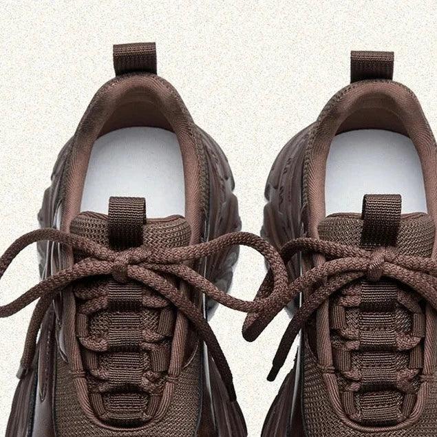 Damen Freizeitschuhe - Erhöhte Sneaker - Leder, Dicksohlenschuhe