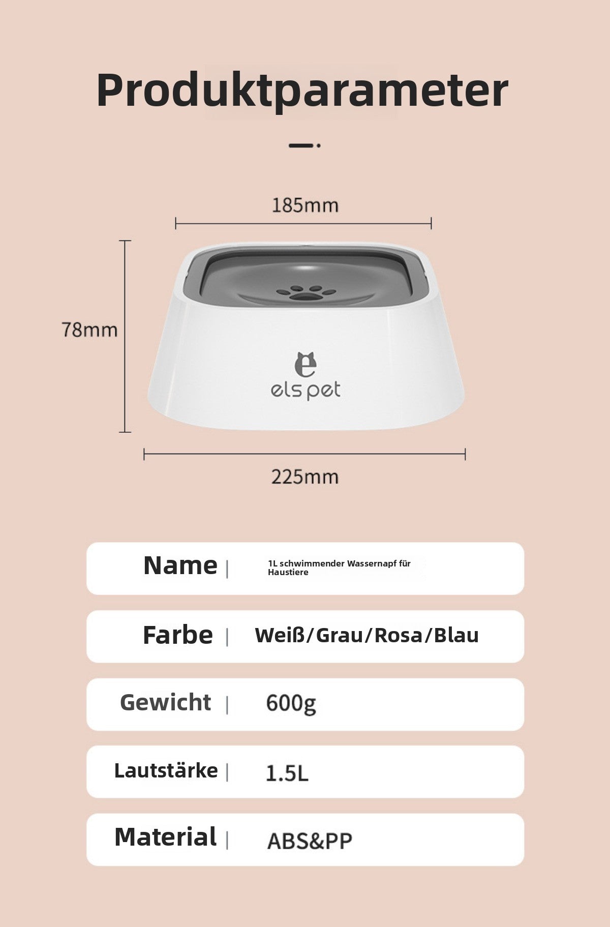 Sandsberg | Aufhängungsschüssel nicht-nasser Mund Anti-Klopf-Wasserschüssel für Haustiere
