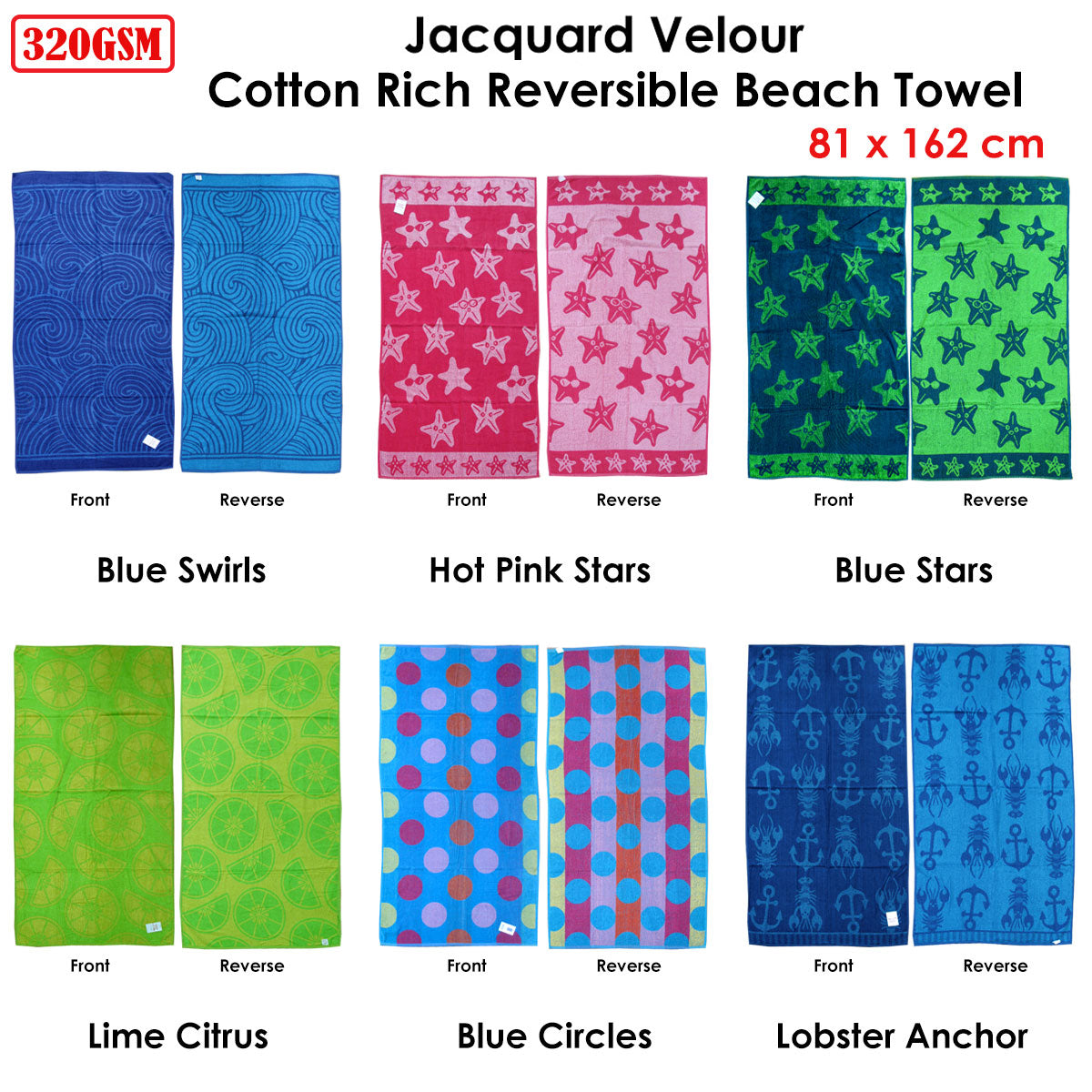 Handtücher & Waschtücher Jacquard Velours Wendbares Strandtuch Blaue Kreise