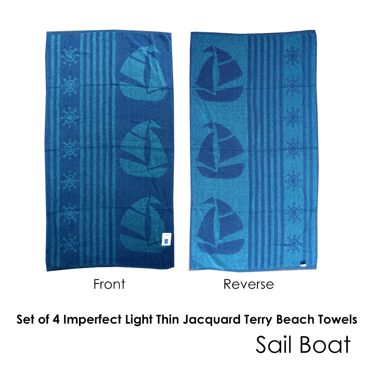 Handtücher & Waschlappen Set aus 4 unvollkommenen Jacquard-Frottee-Strandtüchern Segelboot