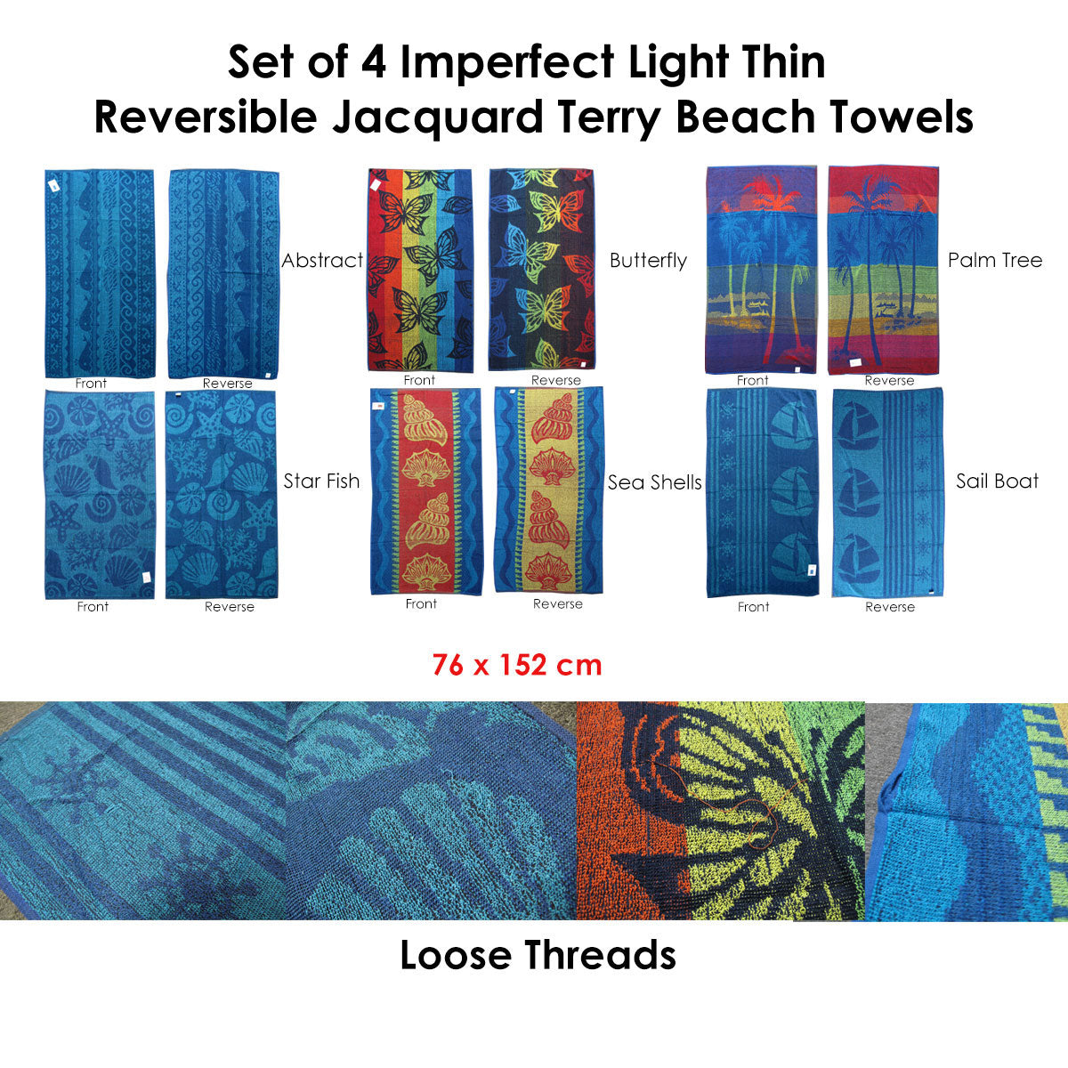 Handtücher & Waschlappen Set aus 4 unvollkommenen Jacquard-Frottee-Strandtüchern Segelboot