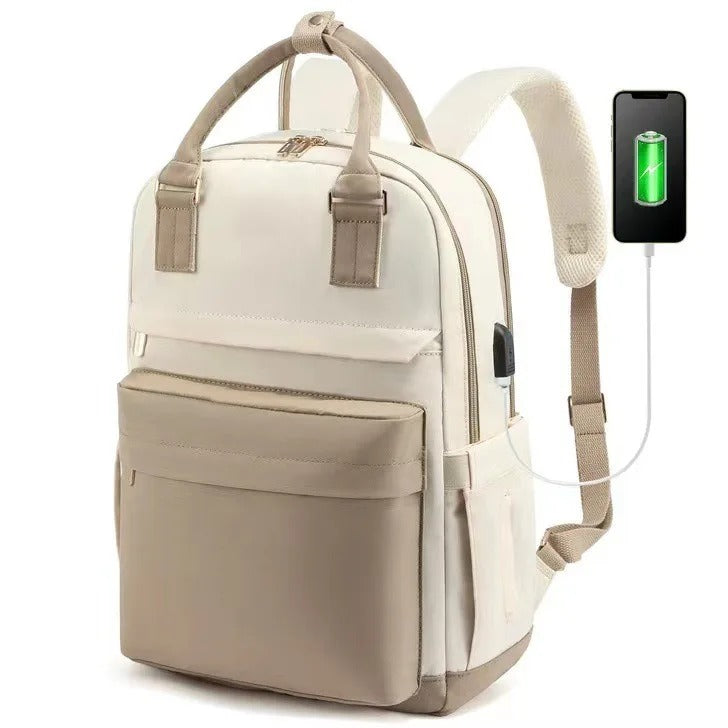 Sandsberg | Damen wasserdichter Laptop-Rucksack mit USB-Ladeanschluss – Stilvolle 17-Zoll Arbeits-, Schul- & Reisetasche