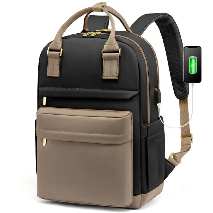 Sandsberg | Damen wasserdichter Laptop-Rucksack mit USB-Ladeanschluss – Stilvolle 17-Zoll Arbeits-, Schul- & Reisetasche