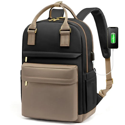 Sandsberg | Damen wasserdichter Laptop-Rucksack mit USB-Ladeanschluss – Stilvolle 17-Zoll Arbeits-, Schul- & Reisetasche