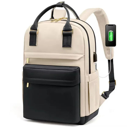 Sandsberg | Damen wasserdichter Laptop-Rucksack mit USB-Ladeanschluss – Stilvolle 17-Zoll Arbeits-, Schul- & Reisetasche
