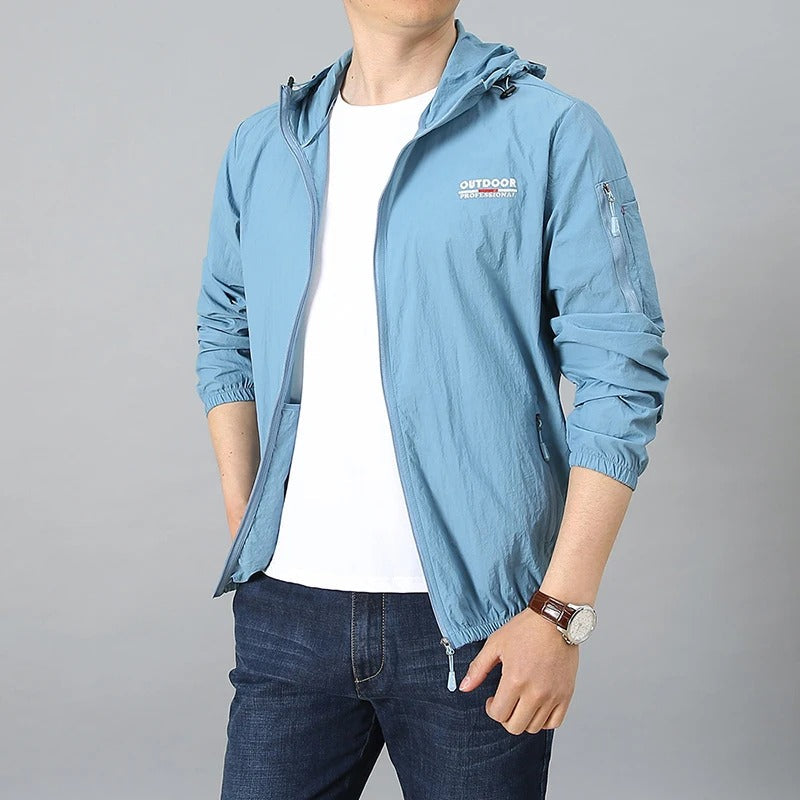 Leichte wasser und sonnenfeste Sommerjacke herren mit Kapuze