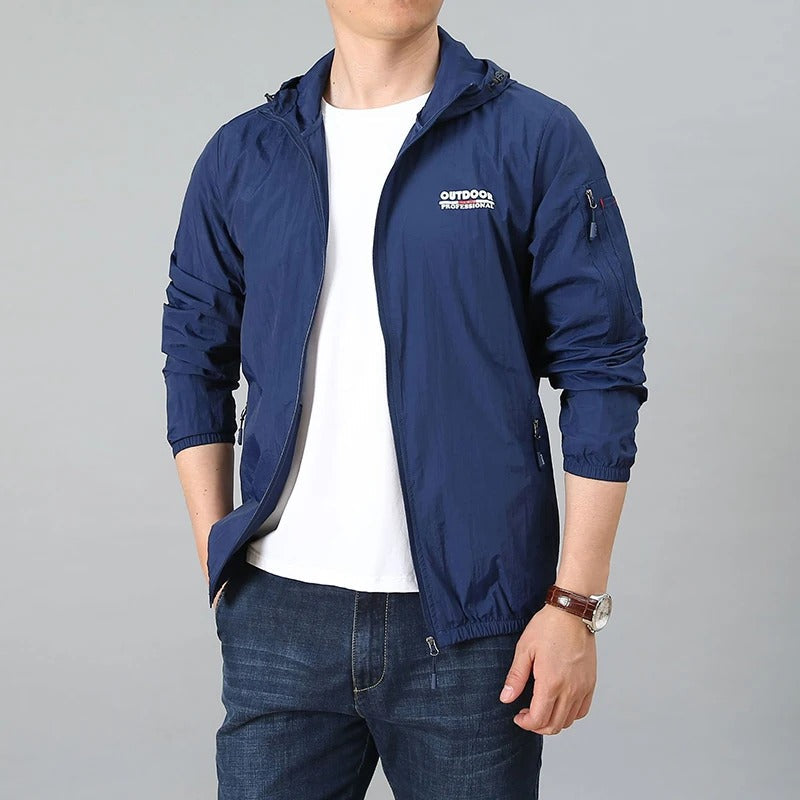 Leichte wasser und sonnenfeste Sommerjacke herren mit Kapuze