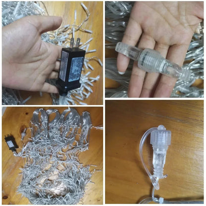 Sandsberg | LED Eiszapfen Lichterkette | Warmweiß/Kaltweiß Funkel-Effekt (90% Konstant, 10% Blitz) | 24V, Bis zu 9 Sets Erweiterbar