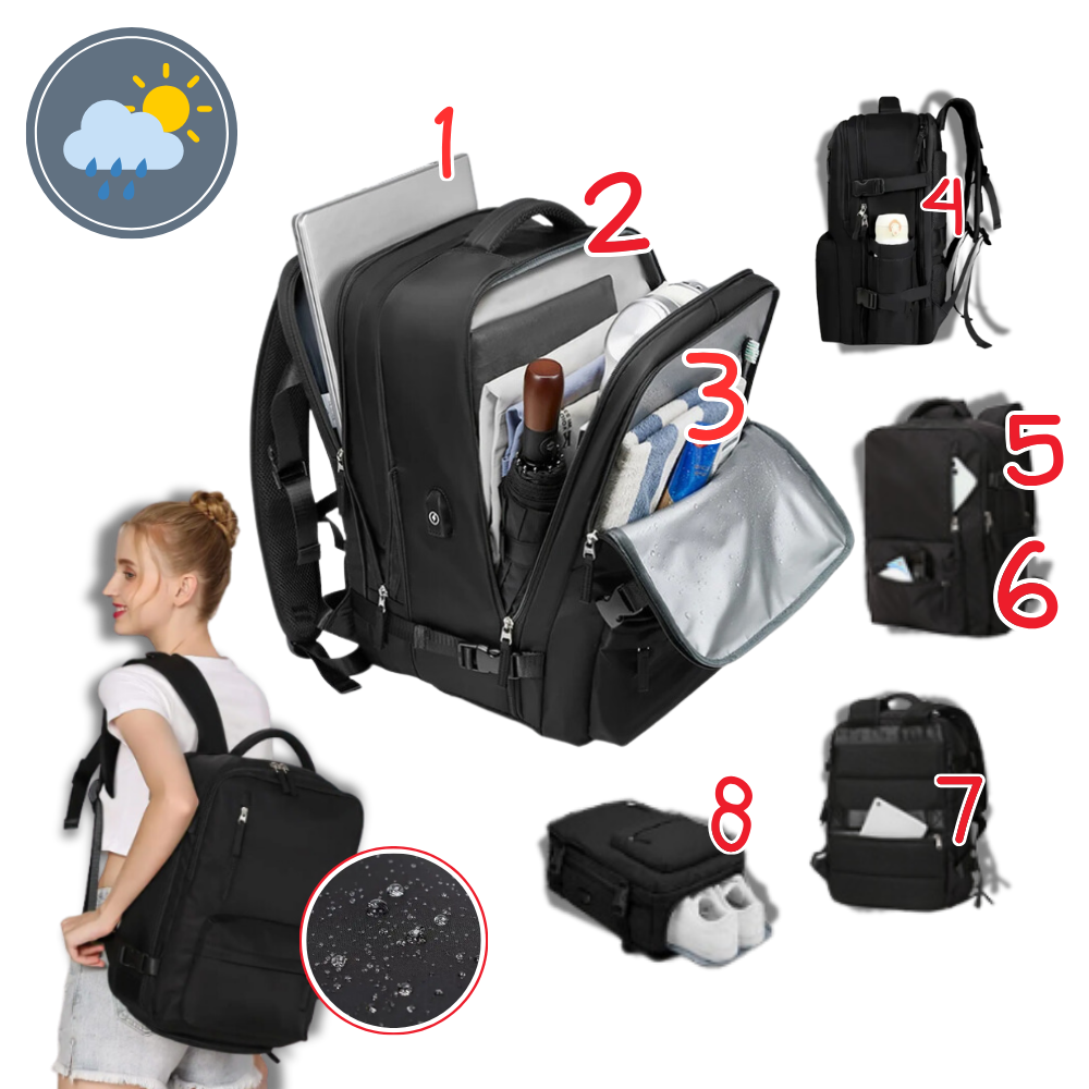 Wasserdichter Reiserucksack mit USB