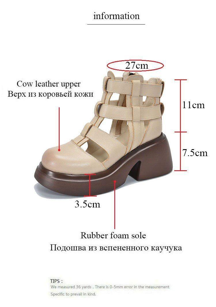 Casual Schuhe - Leder Gladiator Sandalen, Dicke Stiefel (FC119)