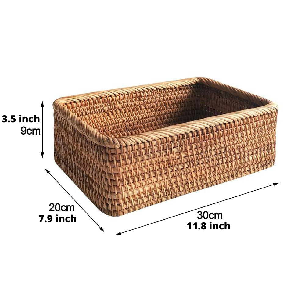 ArtZ? Hand-Woven Rectangular Rattan Wicker Basket - ArtZMiami