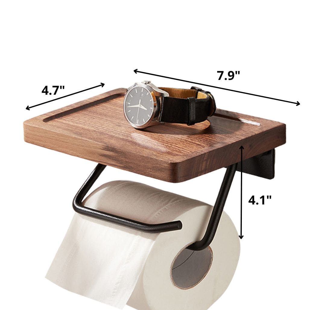 Wood Toilet Paper Holder with Phone Shelf Toilet Paper Holder Decluttered Homes